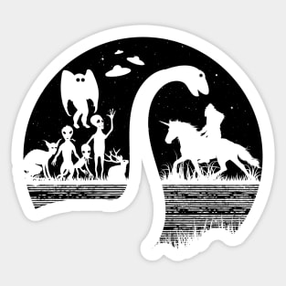 Bigfoot Riding Unicorn! Cryptids Sticker